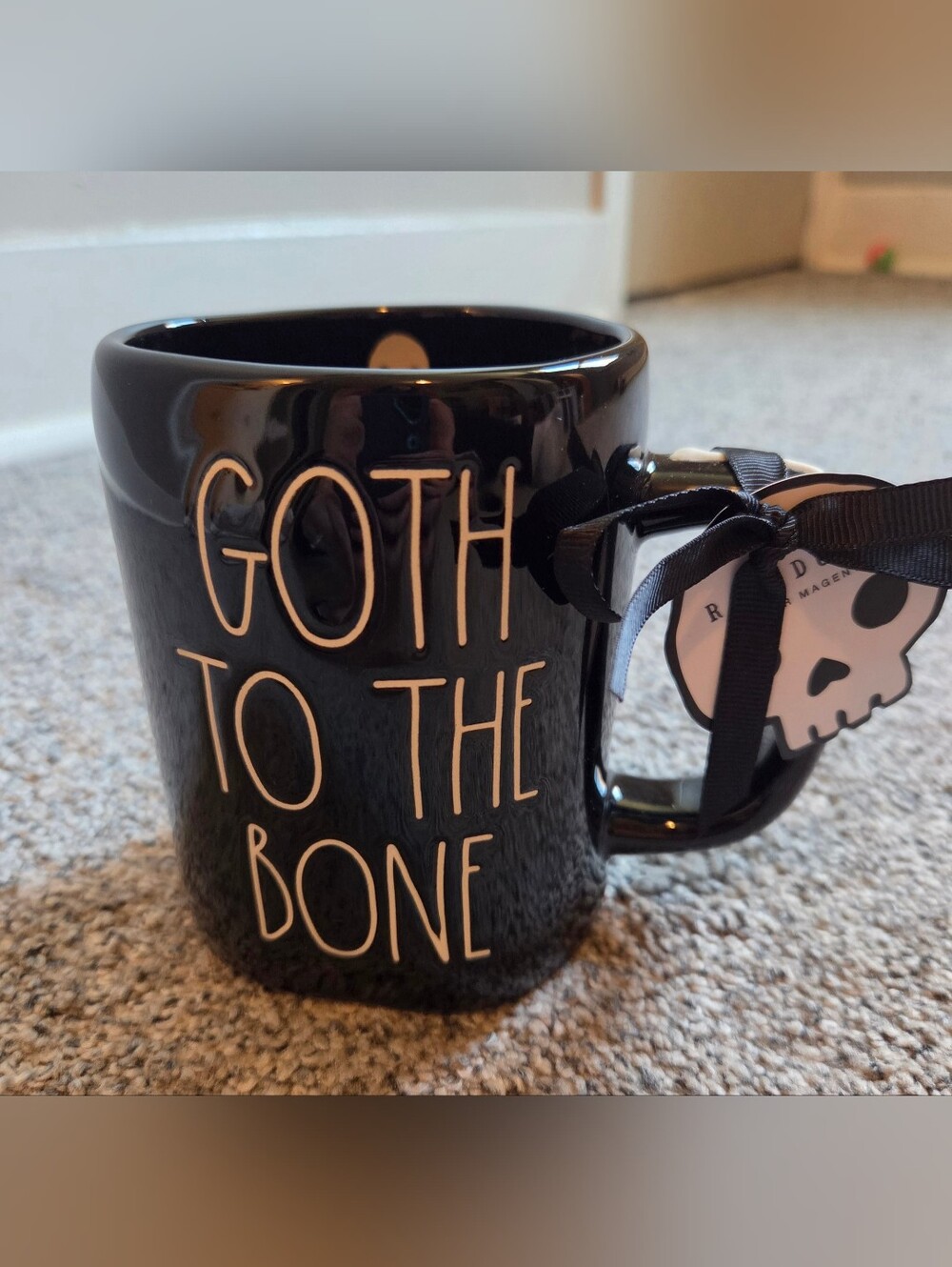 Goth to the Bone By Rae Dunn Black Ceramic Coffee Mug Skull